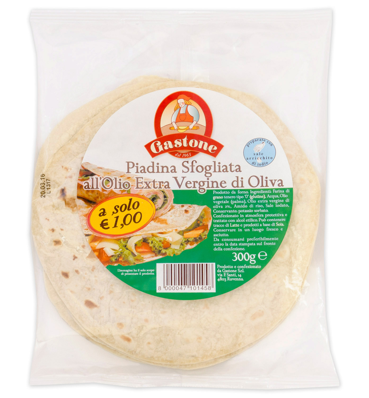 Piadina Sfogliata all'Olio Extra Vergine di Oliva Gastone